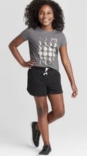 Girls' Knit Pull-On Shorts - Cat Jack Black Large 10/12 New Comfy Sweatshorts