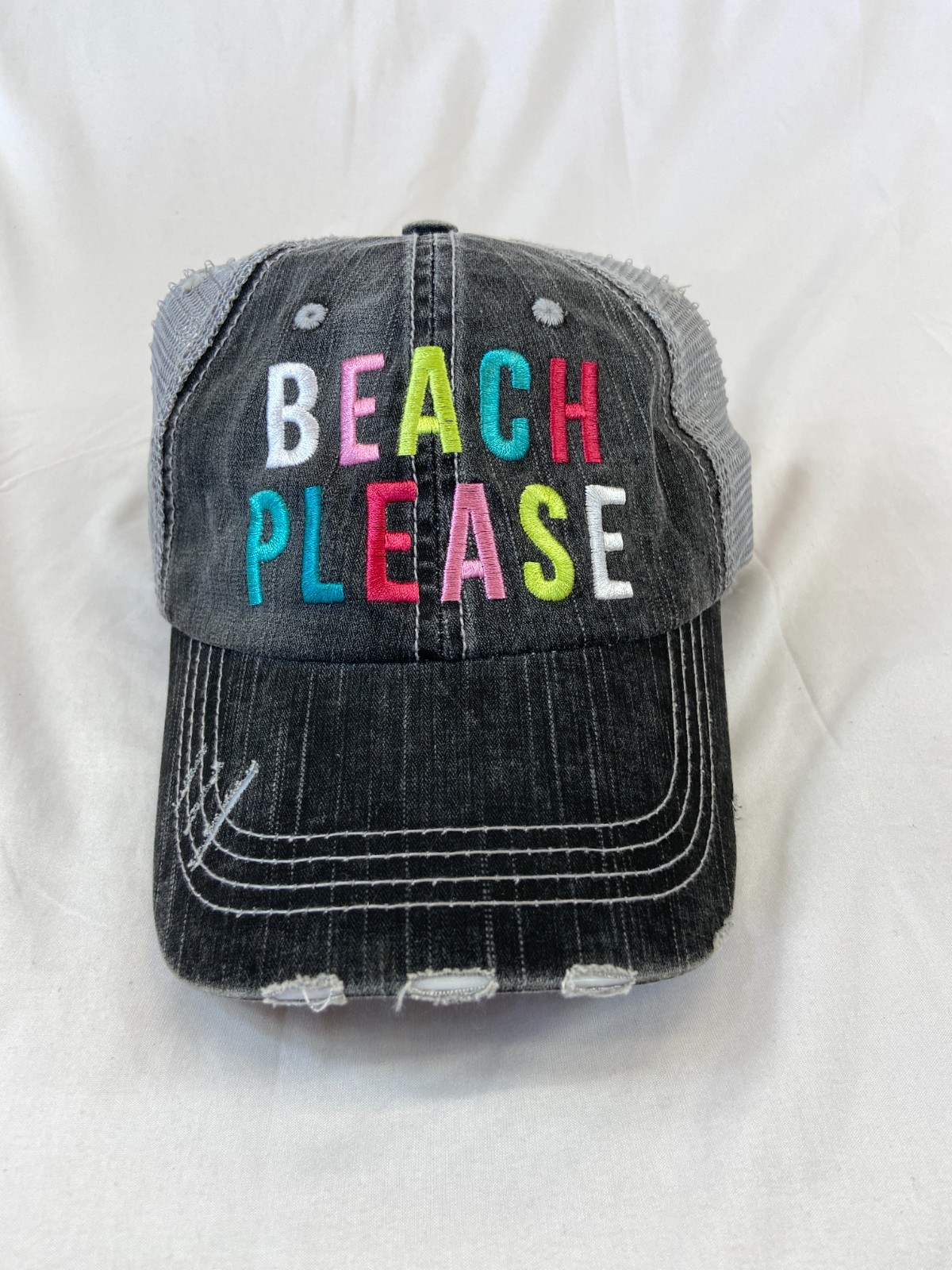 Beach Please Baseball Cap Strapback Mesh Back Hat… - image 6