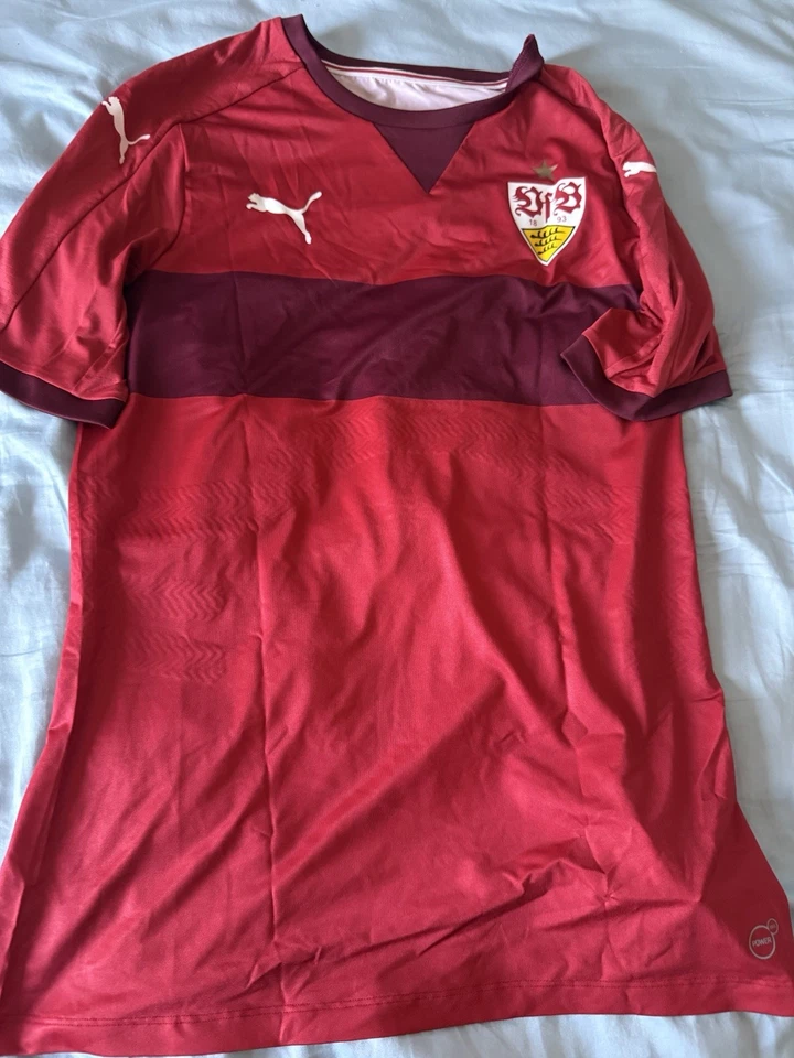 Puma VfB Stuttgart Germany Away Player Specs Soccer Jersey ACTV Red Vintage - Image 4 of 4
