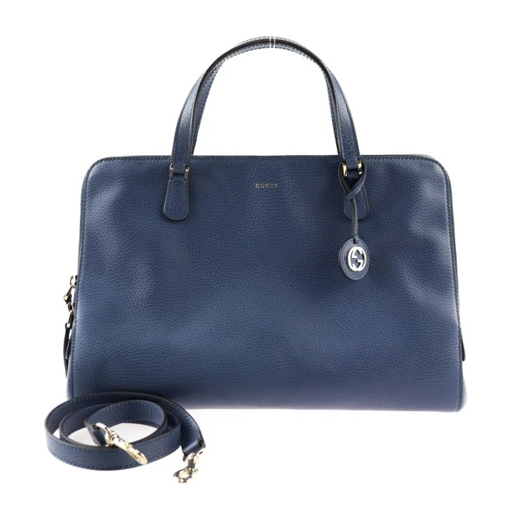 Sac à main GUCCI Interlocking G 388558 cuir bleu 2WAY bandoulière garantie