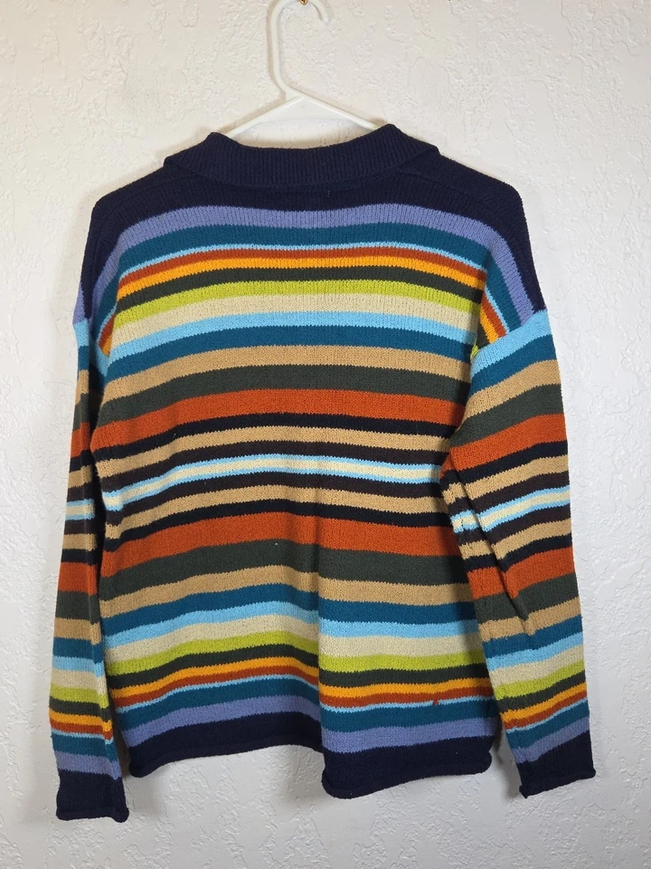 Suéter Vintage Express Tricot 1/4 Cremallera Pullover Rayas Multicolor Mediano Foto 3 de 3