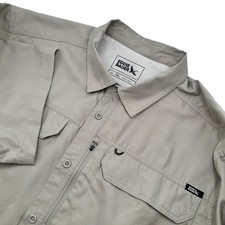 Eddie Bauer Mens Size XXL Gray Short Sleeve Tech Shirt Zip Pockets Outdoor  NWT