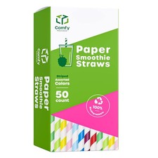 Comfy Package 50 Count 10 mm 50 Count, Assorted Smoothie Straws - 50 Count