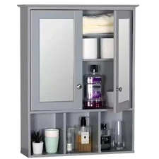 VEIKOUS 23.6 in. W x 7.5 in. D x 30.4 in. H Bathroom Storage Wall Cabinet Gray