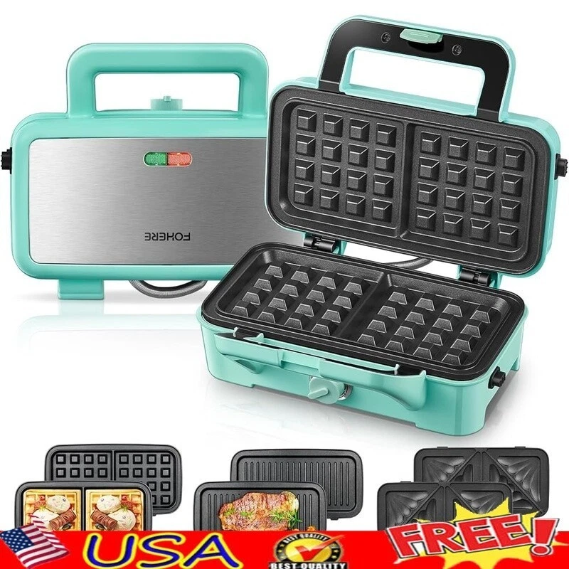 3 in 1 Waffle Maker Sandwich Maker Panini Press 1200W Non Stick Easy Clean Blue