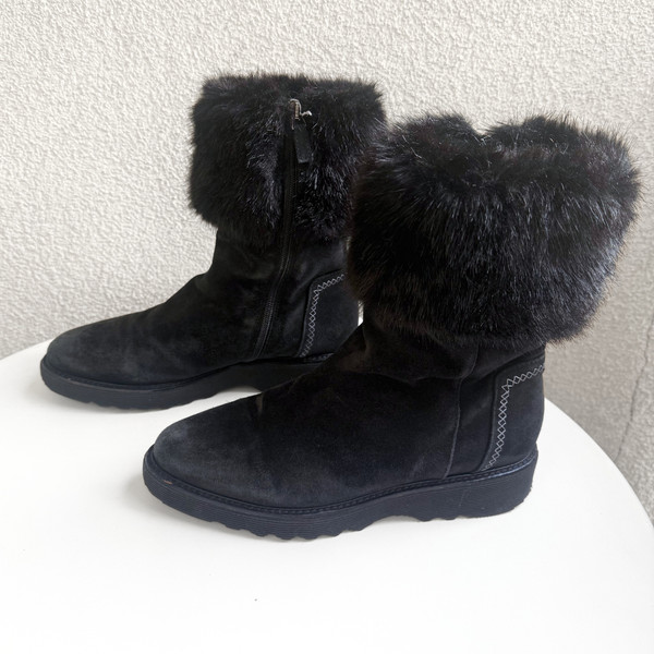 Black Furry Boots - Size 39