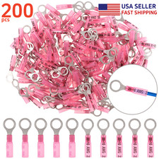 200PCS Waterproof 8mm 5/16" Ring Terminal 22-16AWG Heat Shrink Wire Connector US