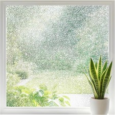 Frosted Glass Window Privacy Film W/ Ice Vein Texture Static Cling UV Blocking