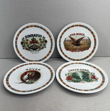 Juego de 4 platos de ensalada Pottery Barn Fireside Club caja de cigarros anuncio 8,25"