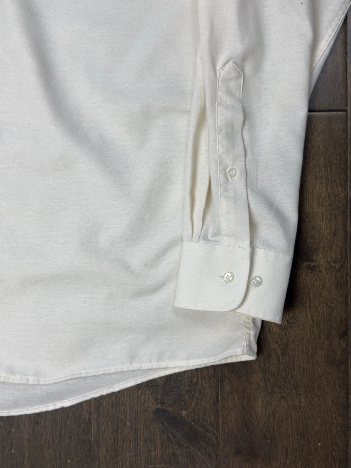 Camisa de vestir Barrington para hombre blanca crema talla 16 Oxford sin arrugas abotonada L/S Foto 4 de 4