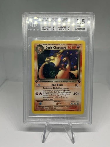 Pokemon Dark Charizard Team Rocket 1st Edition Holo Rare #4 BGS 8.5 SWIRL