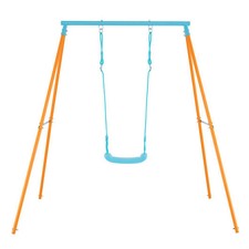 Outdoor Heavy Duty Metal Toddler Swing Set with Stand-Orange - Color: Orange