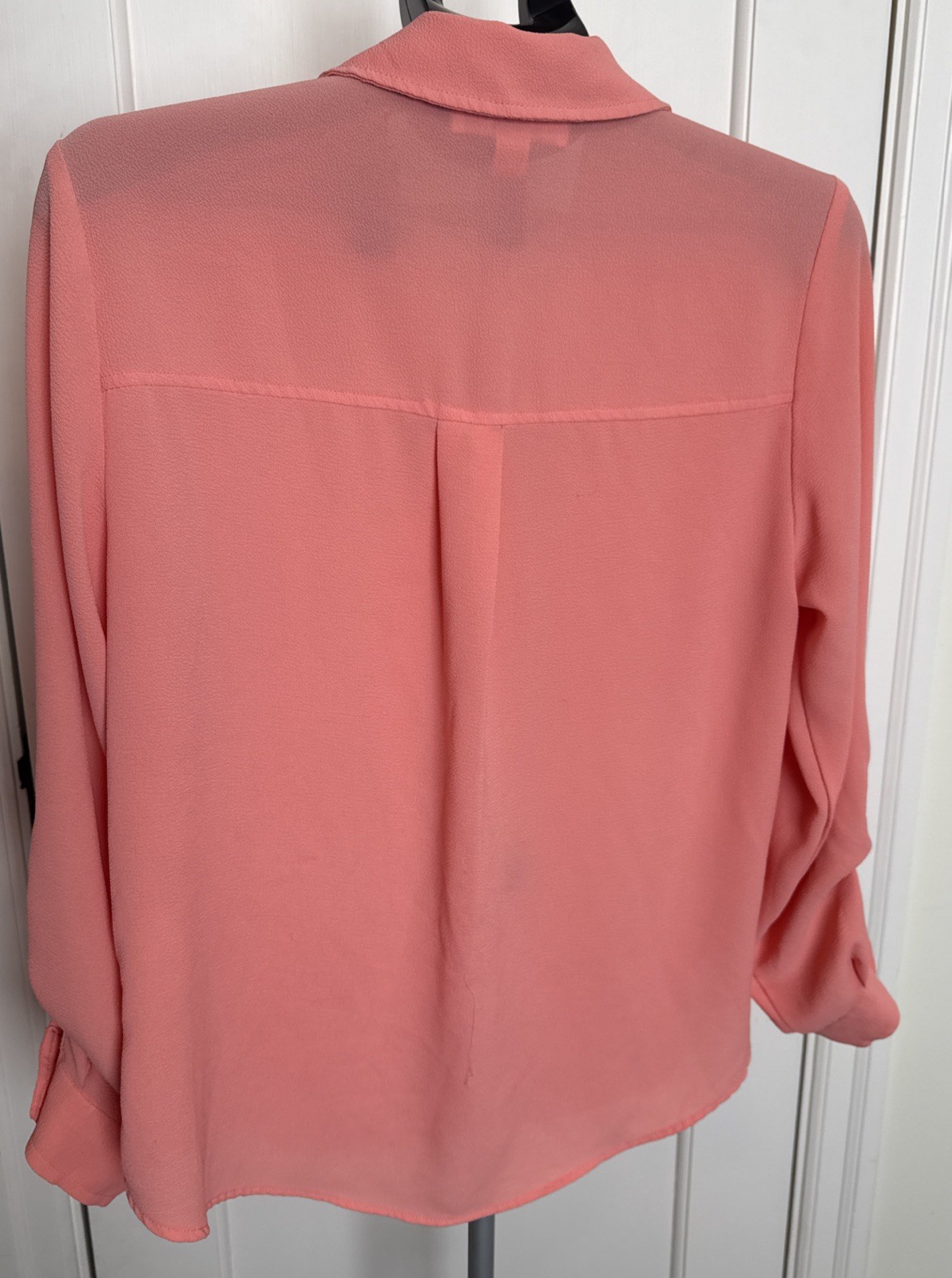 Michael Kors MK Coral Pink Georgette Zip Front Top Size Large thumbnail 4
