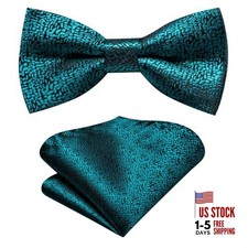 Bow Ties for Boys Pre-Tied Silk Kids Bow Tie Adjustable Boys Bowties A Teal