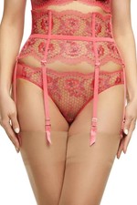 Dita Von Teese Evelina High Waisted Suspender Belt Blood Orange Size L