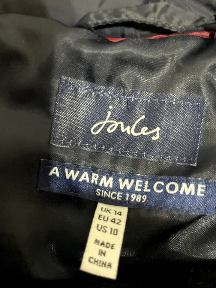Joules Blue 女式 Puffer 冬季夹克“Hartwell”毛皮 121 码绝缘 — 第 2/4 张图片