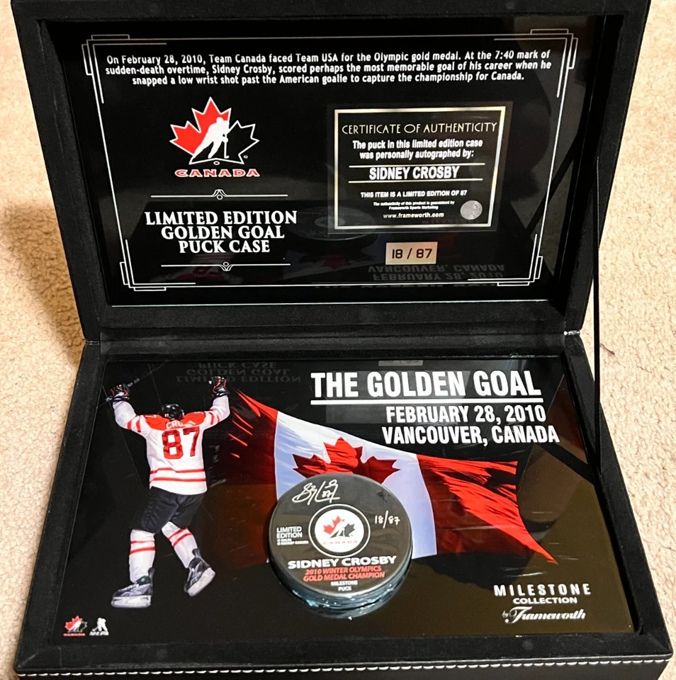 Penguins Sidney Crosby (Frameworth) Golden Goal Deluxe Puck Case LE 18/87 - Image 4 of 4