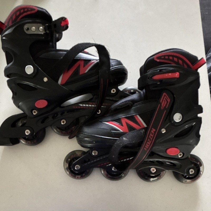 Hozen Youth Inline Skates Black and Red with Carry Bag