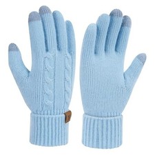 Womens Winter Warm Touch Screen Gloves Elastic Cuff Thermal One Size Sky Blue