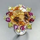 Fine Art 37 ct Natural Citrine Quartz Ring 925 Sterling Silver Size 7.5 /R458118