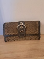 Vintage Coach Soho Signature Jacquard Trifold Brown Checkbook/Wallet