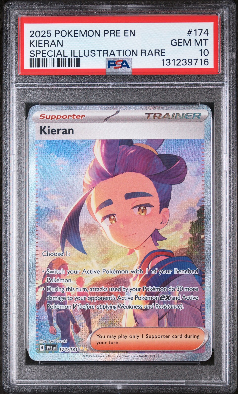 Kieran Pokemon Pre En-Prismatic Evolutions 174 NM PSA 10