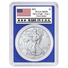 2021 $1 1-oz T-1 American Silver Eagle PCGS MS70 FS Made in USA Label Blue Frame