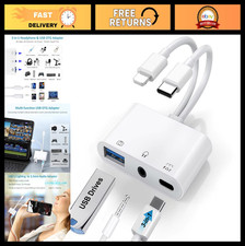 USB C Lighting to 3.5mm Headphone Adapter, 3-in-1 USB OTG Camera Adapter Aux