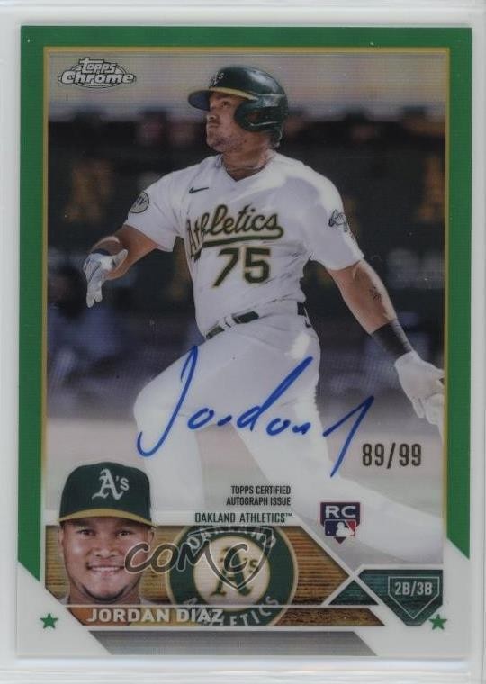 2023 Topps Chrome Rookie Green Refractor 89/99 Jordan Diaz #RA-JDI Auto RC h7i