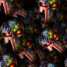 Autism Skulls 27 - 20" x 38" Hydrographic Film Hydro Dipping