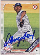 Domingo Acevedo Signed 2019 Bowman Prospects #BP34 Auto New York Yankees Card