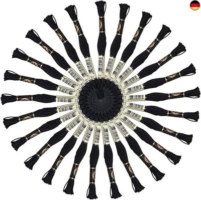 25 Skeins Schwarz Stickgarne Kreuzstich Embroidery Threads perfekt für 