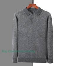 New Men Sweater Shirts Knitted Collared Buttons Cashmere Pullover Solid Jumpers