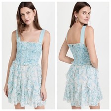 ALICE + OLIVIA JOCELYN SMOCKED MINI DRESS, ANTIQUE BUTTERFLY OFF WHITE NWT - M