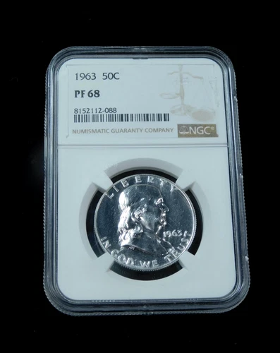 1963 50c Proof Franklin Silver Half Dollar - NGC PF68