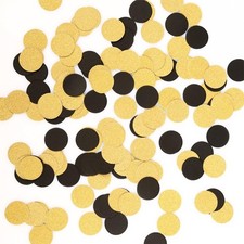 Glitter Gold Black Confetti Circle Dots Confetti for Party Decorations, 1.2" in