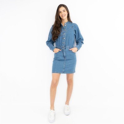 Oasis Denim Dress Womens Blue Shirt Puff Long Sleeve Elasticated Waist  Pockets | eBay UK