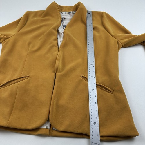 Skies Are Blue Hannah Modal Scuba Blazer Sz XL Dark Yellow 3/4 Sleeve Open Front - Bild 8 von 12