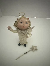 Primitive Folk Art Style Angel Ornament Christmas Cottage Farmhouse  (as is)