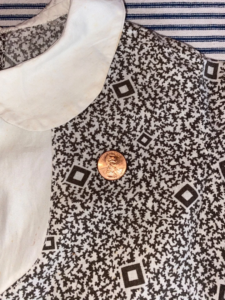 Romper e calcinhas Gingham antigas infantis preto e branco CALICO 1920 - Imagem 4 de 4