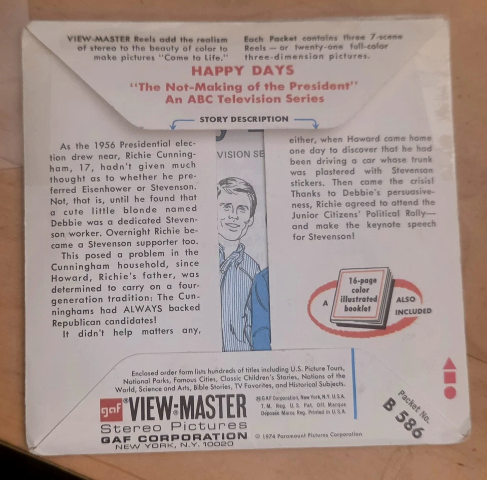 GAF Happy Days TV ABC series Booklet, Sleeve 3x View-master Reels Great Cond - Image 2 of 4