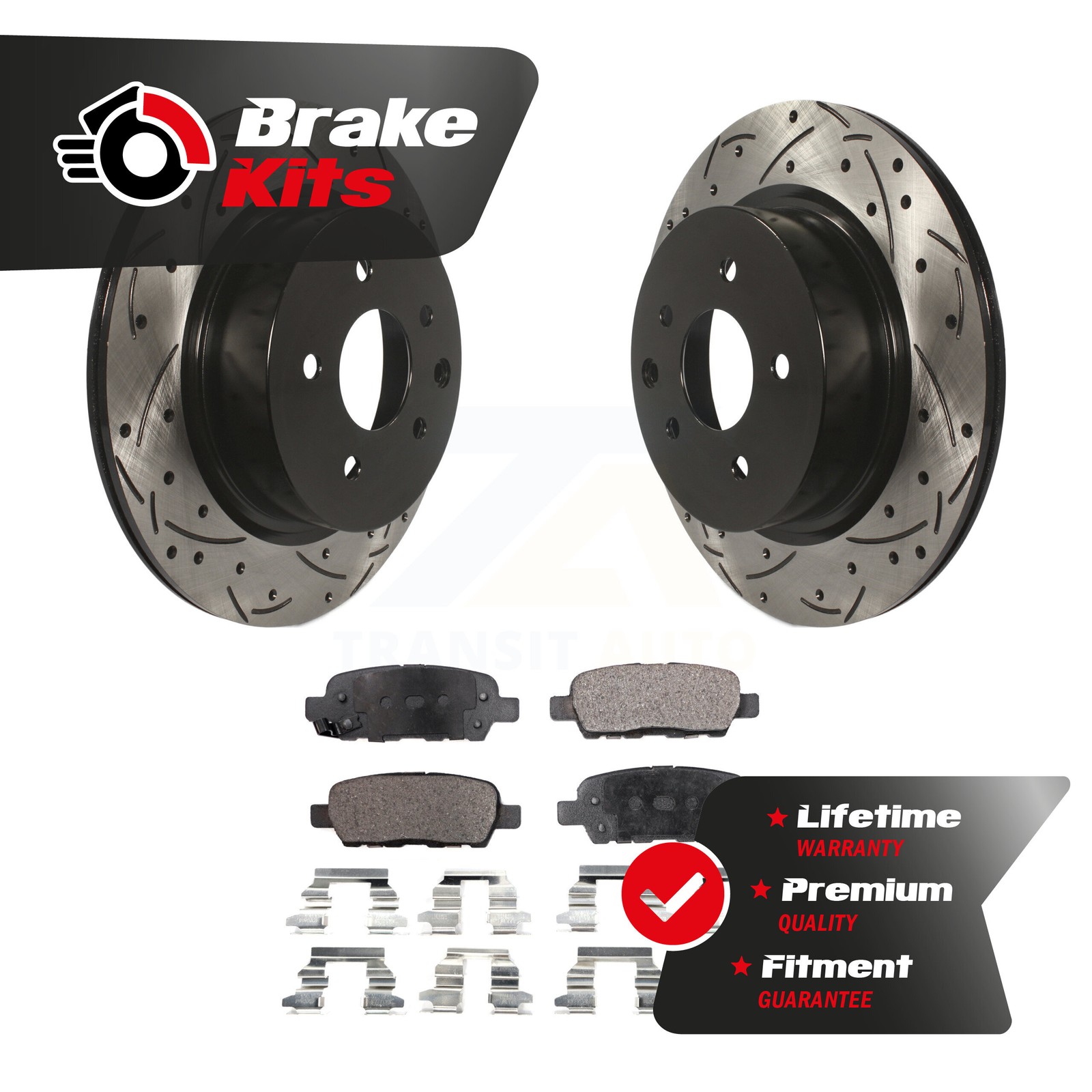 Rear Drilled Slot Brake Rotors Semi-Metallic Pad Kit For 2009-2022 Nissan Maxima