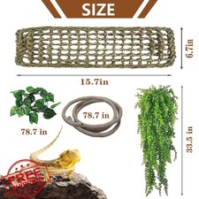 kathson 3 PCS Reptile Hammock Lizard Lounger Jungle Vines Decor