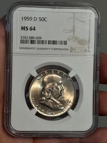 1959- D Franklin Half Dollar 90% Silver MS 64 NGC