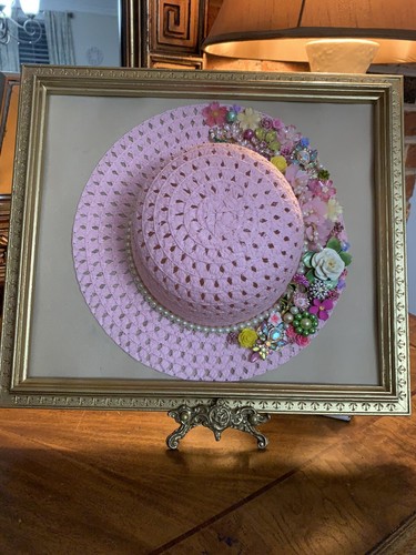 Pink vintage style jewelry Embellished Easter Bonnet. - Picture 10 of 13