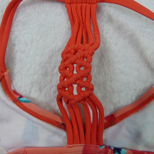 Kanu Surf Swimsuit Girls 5 Coral Orange Floral 2 Piece Bikini Tassel Brooke 7551 - Picture 7 of 14