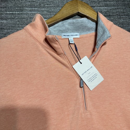 Peter Millar Crown Comfort 1/4 Zip Sweater Men's L Corhz Orange Pullover MS24K49 - Picture 3 of 12