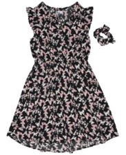 Epic Threads Big Girls Short Sleeve All Over Butterfly Print Challis Dress M