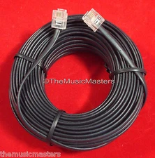 Black 50' ft Telephone Modular Line Cord Phone Cable Extension Wire RJ11 VWLTW
