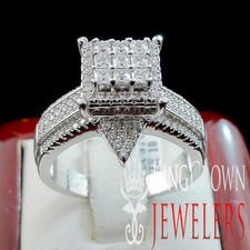 REAL SILVER LADIES WOMEN WHITE GOLD FINISH ENGAGEMENT WEDDING BRIDAL RING BAND